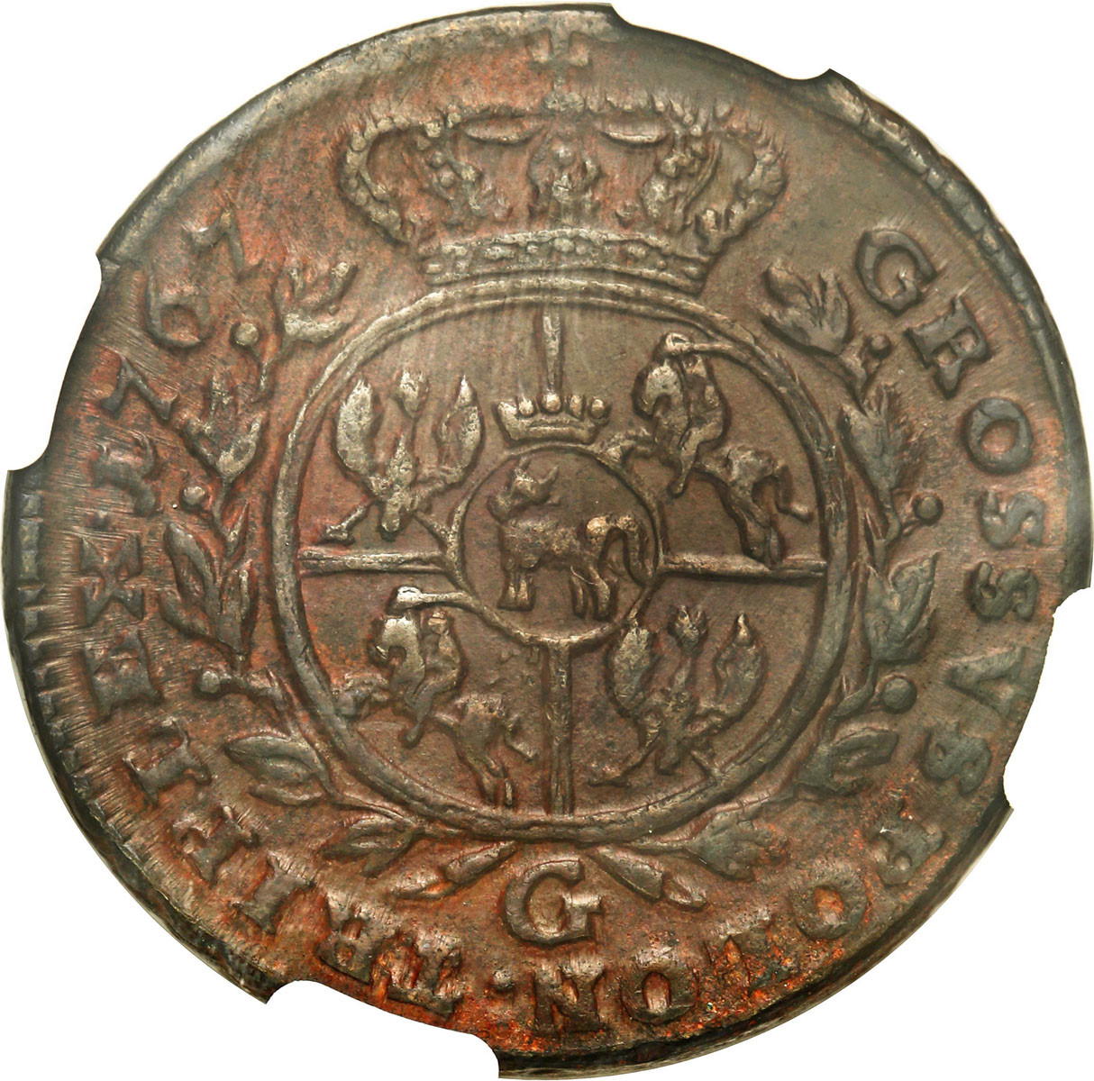 Stanisław August Poniatowski. Trojak (3 grosze) 1767 G, Kraków NGC AU58 BN PIĘKNY